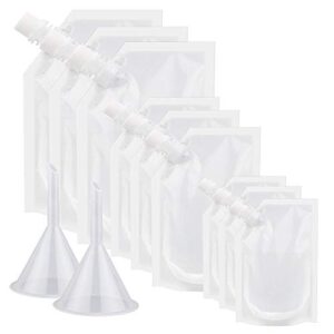 alcoon 11 pieces plastic liquor flask concealable and reusable plastic drinking flasks liquor pouches 3x34oz, 3x14oz, 3x8oz with plastic funnel