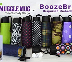 BoozeBrella Umbrella Flask by Smuggle Mug - Disguised 9 oz Flask - Hidden Flask - Choose Color (Black w/White and Gray Dot)