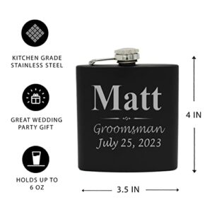 Personalized Black Matte Flask Set - Wedding Groomsmen - Custom Engraved and Monogrammed