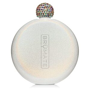 brumate glitter women’s flask – 5oz stainless steel flask for liquor & spirits – pocket & purse – cute, girly – ideal gift for women (glitter white)