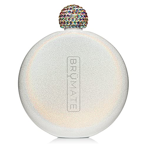 BruMate Glitter Women's Flask - 5oz Stainless Steel Flask for Liquor & Spirits - Pocket & Purse - Cute, Girly - Ideal Gift for Women (Glitter White)