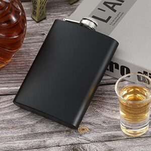 2 pcs Hip Flasks for Liquor for Men Women Black 8OZ Hip Flask with Silver lid with 2 pcs Funnel for Wedding Party Groomsman Bridesmaid Birthdays Gift