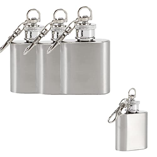 Keychain Flasks Hip stainless steel flask whith flasks for liquor for Women,whiskey flask for women,Great Gift Idea Flask (Silver)