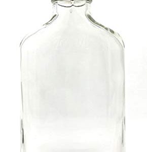 200 ml (6.6 oz) Glass Flask Liquor Bottle with Black Caps (12 Pack)