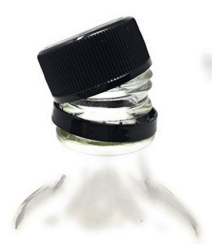 200 ml (6.6 oz) Glass Flask Liquor Bottle with Black Caps (12 Pack)