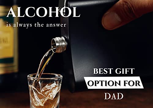 Dad Hip Flask, Flasks for Liquor, Stainless Steel Flask (Black 6oz) Father's Day, Birthday, Christmas, Retirement Gifts for Dad, Best Dad Ever, Onebttl