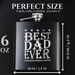 Dad Hip Flask, Flasks for Liquor, Stainless Steel Flask (Black 6oz) Father's Day, Birthday, Christmas, Retirement Gifts for Dad, Best Dad Ever, Onebttl