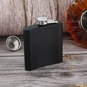 Hip Flask for Liquor 2PCS Black Thin Flasks with Silver Cap 6oz Stainless Steel Leakproof with 2 pcs Funnel for Gift, Camping, Wedding Party