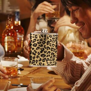 Liquor-Flasks for Women - Stainless-Steel Cute Print-Leopard Liquor-Flasks Leak-Proof with Funnel Set 7 OZ (Leopard)