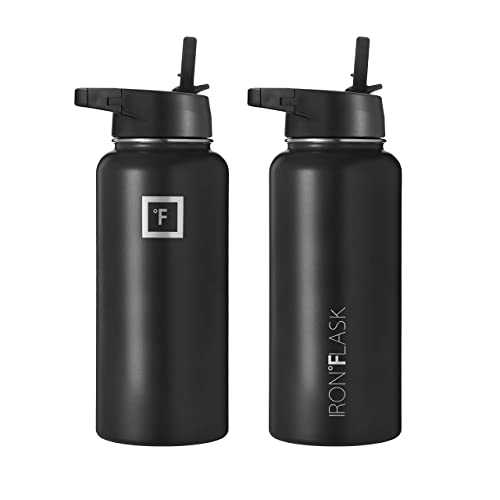 Iron Flask Sports Water Bottle - 32 Oz, 3 Lids (Straw Lid), Leak Proof, Vacuum Insulated Stainless Steel, Double Walled, Thermo Mug, Metal Canteen