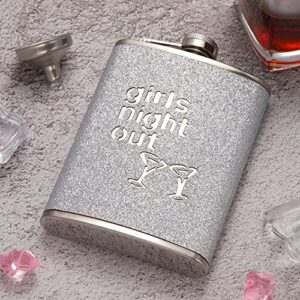 Hillside-Kit Hip Flask for Liquor 8 Oz Stainless Steel Leak proof with Funnel Flask set men flask women flask set (Giltter Silver)