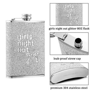 Hillside-Kit Hip Flask for Liquor 8 Oz Stainless Steel Leak proof with Funnel Flask set men flask women flask set (Giltter Silver)