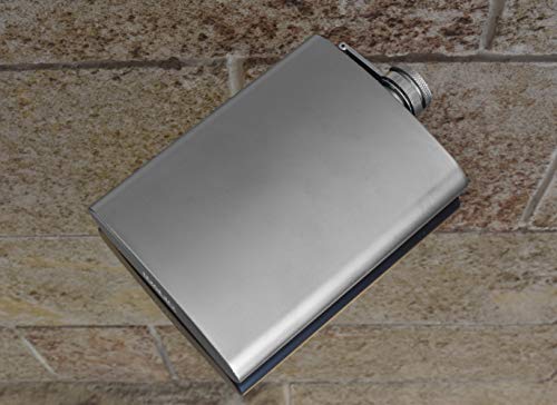 Hip Flask for Liquor 8 Ounce Stainless Steel Black Matte Black Hinge Leakproof with Funnel in Black Box for Men and Women by IDALIO