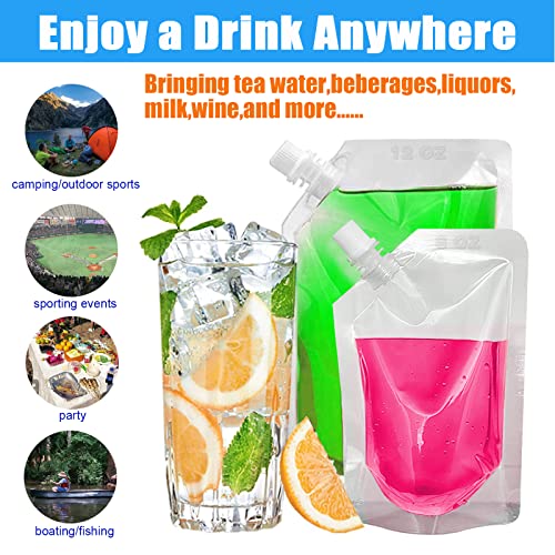 8Pcs Drinks Flasks Juice Flasks Liquor Pouch Reusable Drinking Flasks Concealable Plastic Flasks for Sneak to go flask, with Funnel (8OZX4+12OZX4)