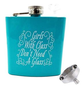 liquor flask women funny leakproof – premium stainless steel hip flask 6oz (blue 6oz)