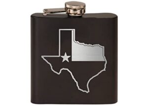 texas state flag outline stainless steel hip flask premium matte black makes a great gift for him dad father texan tx