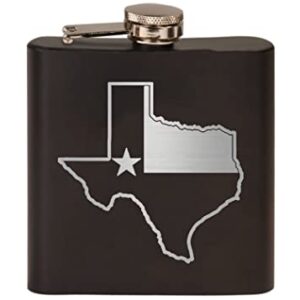 Texas State Flag Outline Stainless Steel Hip Flask Premium Matte Black Makes a Great Gift For Him Dad Father Texan TX
