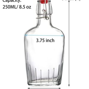 TOPZEA Set of 8 Swing Top Glass Flask, 8.5 Oz Clear Glass Hip Whiskey Flask Pocket Drinking Flask with Airtight Stopper, Easy Cap Liquor Bottle for Spirits, Beer, Brewing Bottle for 2nd Fermentation