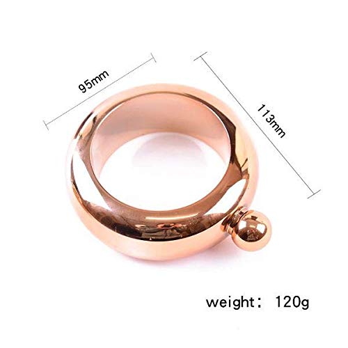 Rose Gold Bangle Bracelet Wine/Alcohol 3.5 oz Flask - Stainless Steel Creative Gift Set for Women - Bonus Funnel Included