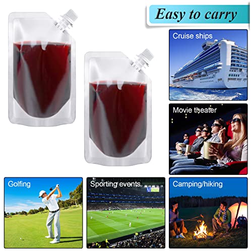 24 Pcs Plastic Flasks, 8 Oz Concealable and Reusable Drink Pouches, Leak-Proof Food Grade Plastic for Travel