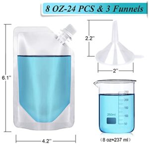 24 Pcs Plastic Flasks, 8 Oz Concealable and Reusable Drink Pouches, Leak-Proof Food Grade Plastic for Travel