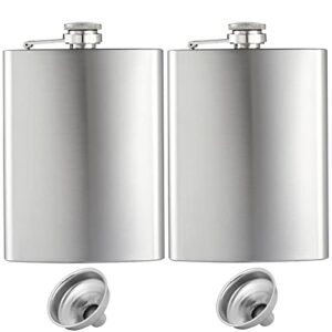 hip flasks for liquor for men women 2 pcs 8oz silver stainless steel flask with 2 pcs funnels for wedding party groomsman bridesmaid birthdays gift