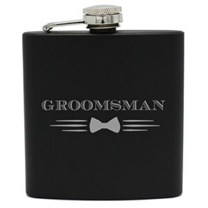 my personal memories bow tie groomsman, best man, groom 6 oz flask gift for bachelor party, wedding (groomsman)