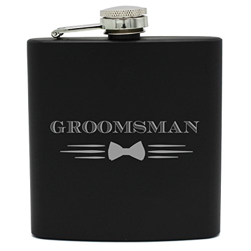 My Personal Memories Bow Tie Groomsman, Best Man, Groom 6 oz Flask Gift for Bachelor Party, Wedding (Groomsman)