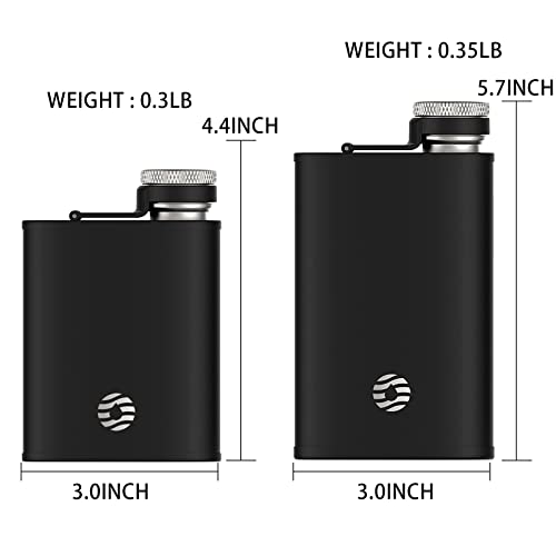 Fjbottle Wide Mouth Stainless Steel Hip Flask 6oz,Insulated BPA-Free Leak-Proof Flasks for Liquor for Men/Women,Easy Filling&Pouring Suitable for outdoor,travel