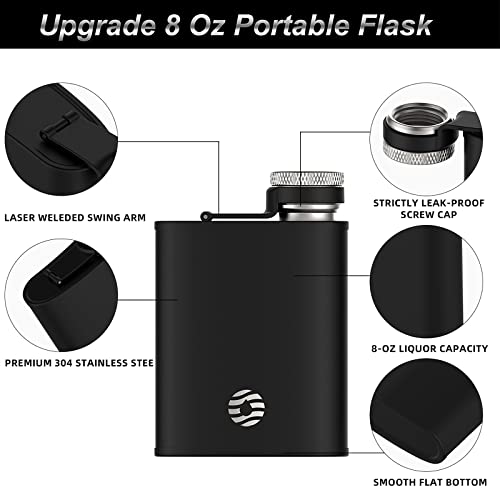 Fjbottle Wide Mouth Stainless Steel Hip Flask 6oz,Insulated BPA-Free Leak-Proof Flasks for Liquor for Men/Women,Easy Filling&Pouring Suitable for outdoor,travel