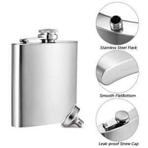 Hillside-Kit Hip Flask Pocket Alcohol Dranking Flask 6 OZ Stainless Steel Leak proof with Funnel Flask set (Silver)