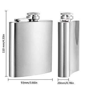 Hillside-Kit Hip Flask Pocket Alcohol Dranking Flask 6 OZ Stainless Steel Leak proof with Funnel Flask set (Silver)