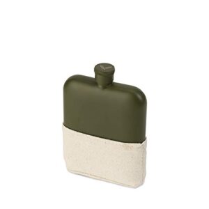 foster & rye matte army green metal flasks, 6oz