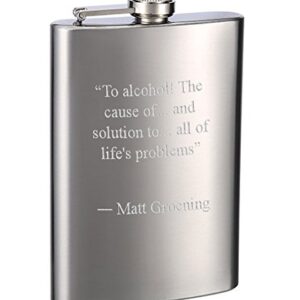 Hip Flask Holding 8 oz - Metallic Grey, Stainless Steel, Laser Welded, Leakproof, Powdercoated Rustproof Finish