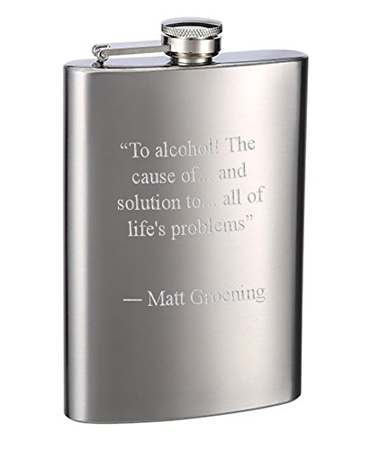 Hip Flask Holding 8 oz - Metallic Grey, Stainless Steel, Laser Welded, Leakproof, Powdercoated Rustproof Finish