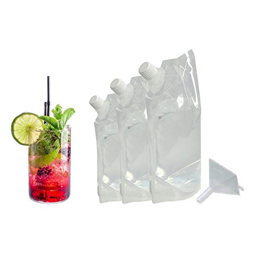 Hide Your Booze Flask and Funnel Kit Set - 8 oz Flask, 16 oz. Flask, 32 oz. Flask and Funnel - Secret Liquor Wine Cruise Travel Clear Hidden Flask Pouch