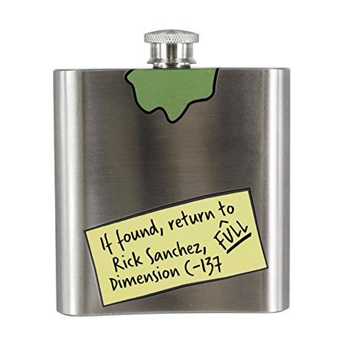 Paladone Rick’s Hip Flask - Rick and Morty Metal Flask with Screw Cap - 177 ml