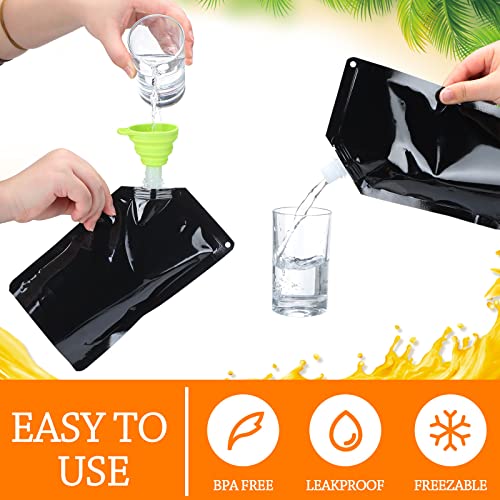 50 Pcs Plastic Flasks Flasks Drink Pouches Reusable and Concealable 16 oz Drink Bags Plastic Drink Flasks Sneak Travel Pouches Kit with Funnel and Buckles for Women Men Travel Outdoor Sports