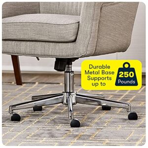 Serta Ashland Ergonomic Home Office Chair with Memory Foam Cushioning Chrome-Finished Stainless Steel Base, 360-Degree Mobility, Light Gray Fabric