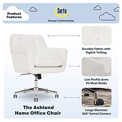 Serta Style Ashland Home Office Chair, Clean White Bonded Leather