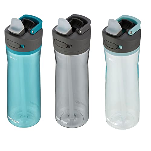 Contigo Ashland 2.0 Water Bottle with AUTOSPOUT Lid | Tritan Water Bottle, 24 oz., 3-Pack, Juniper & Sake & Bubble Tea