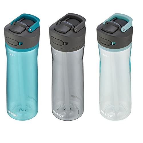 Contigo Ashland 2.0 Water Bottle with AUTOSPOUT Lid | Tritan Water Bottle, 24 oz., 3-Pack, Juniper & Sake & Bubble Tea