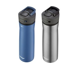 Contigo Ashland Chill 2.0 Stainless Steel Water Bottle with Autospout Lid, 24oz 2 Pack, Blue Corn & Steel