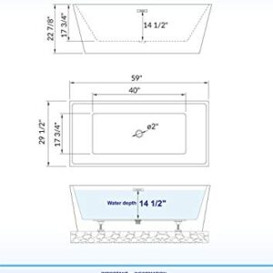 WOODBRIDGE BTA1412-MB-Drain&O Bathtub, 59", Matte Black