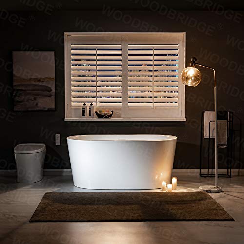 WOODBRIDGE 56" Acrylic Freestanding Bathtub Contemporary Soaking White Tub with Chrome Overflow and Drain，B0088--C--Drain&O