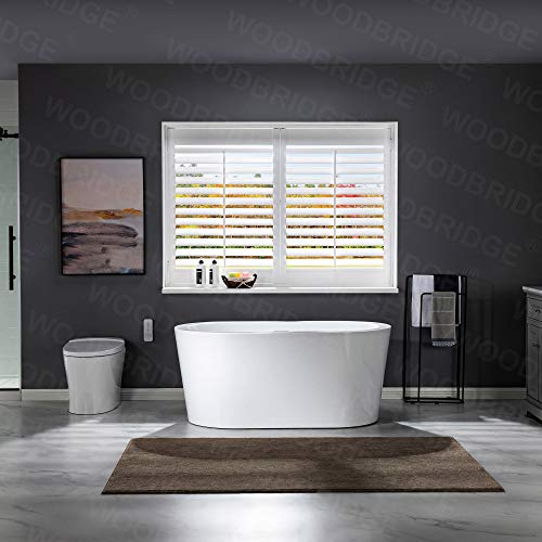 WOODBRIDGE 56" Acrylic Freestanding Bathtub Contemporary Soaking White Tub with Chrome Overflow and Drain，B0088--C--Drain&O