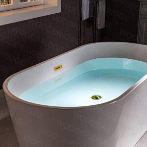 WOODBRIDGE 59" BTA1514-BG-Drain &O+ Pillow Bathtub, Brushed Gold