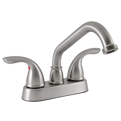 Design House 525147 Ashland Laundry Faucet, Dual Handle Design, Satin Nickel Finish