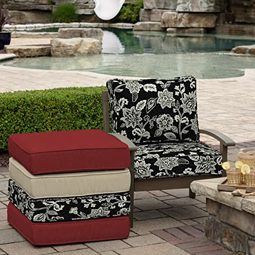 Arden Selections ProFoam Performance Outdoor Deep Seating Cushion Set 24 x 24, Ashland Black Jacobean