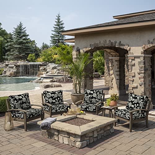 Arden Selections ProFoam Performance Outdoor Deep Seating Cushion Set 24 x 24, Ashland Black Jacobean